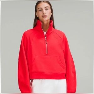 Lululemon Oversized Scuba Half Zip Funnel Neck in Carnation Red